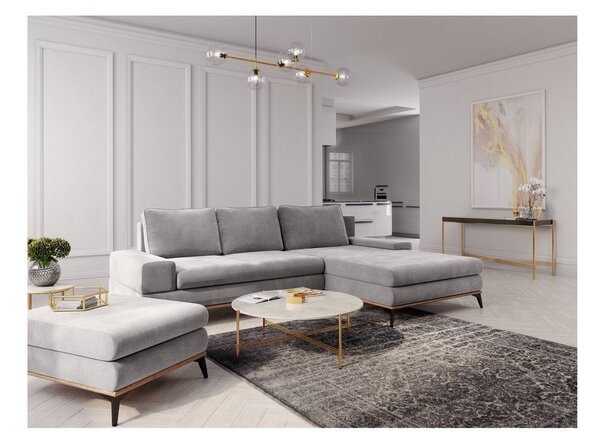 Divano letto angolare grigio chiaro, angolo destro Planet - Windsor & Co Sofas