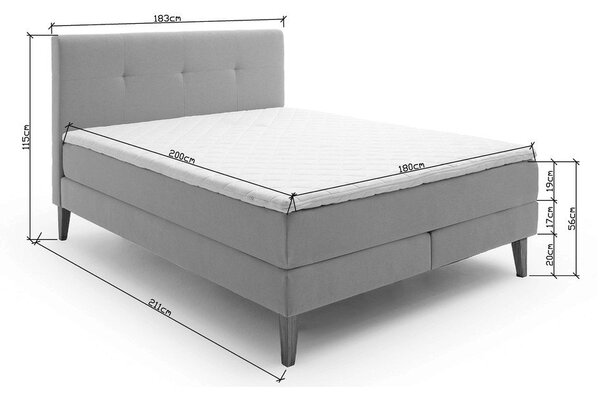 Letto boxspring color antracite 180x200 cm Stockholm – Meise Möbel
