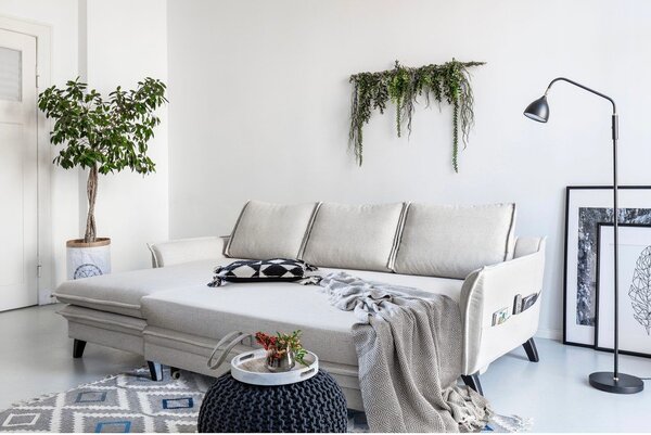 Angolo del divano letto azzurro, angolo sinistro Charming Charlie - Miuform