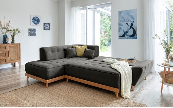 Divano letto angolare grigio scuro L, angolo sinistro Dazzling Daisy - Miuform
