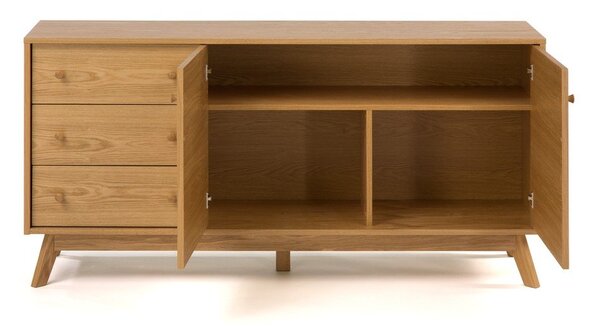 Cassettiera di colore naturale con effetto rovere 149x75x40 cm Kensal – Woodman