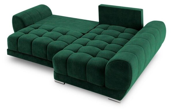Divano letto angolare verde chiaro con rivestimento in velluto, angolo destro Nuage - Windsor & Co Sofas