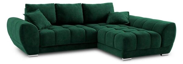 Divano letto angolare verde chiaro con rivestimento in velluto, angolo destro Nuage - Windsor & Co Sofas