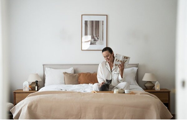 Letto matrimoniale imbottito beige con griglia 160x200 cm Sary - Bobochic Paris