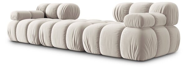 Divano angolare componibile beige (con composizione variabile) con rivestimento in velluto Bellis – Micadoni