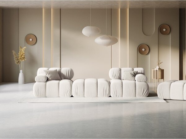 Divano angolare componibile beige (con composizione variabile) con rivestimento in velluto Bellis – Micadoni