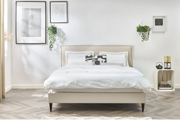 Letto matrimoniale imbottito beige con griglia 160x200 cm Sary - Bobochic Paris