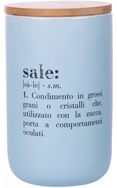 Barattolo sale in porcellana double face italiano inglese con tappo ermetico in bamboo 750 ml Victionary