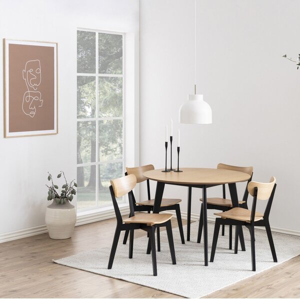 Sedia da pranzo in rovere decorato in nero e naturale Roxby - Actona
