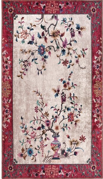 Tappeto lavabile rosso e crema 80x50 cm - Vitaus