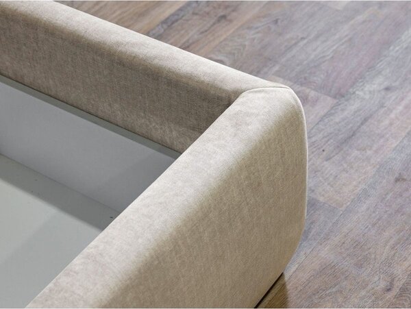 Letto matrimoniale imbottito beige con contenitore con griglia 160x200 cm Jade - Bobochic Paris