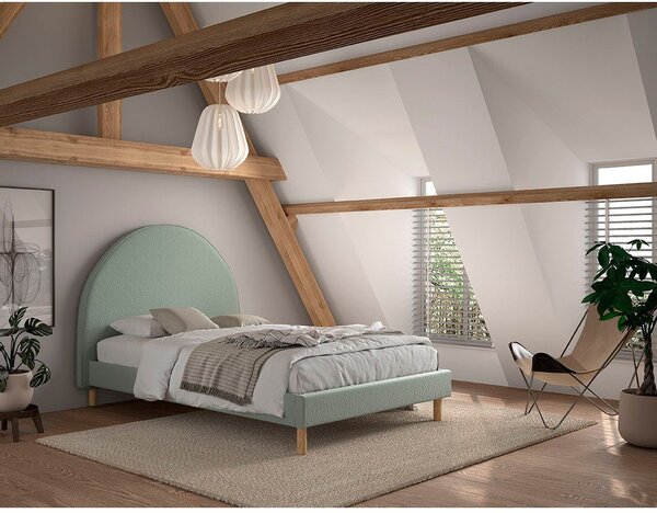 Letto singolo imbottito verde con griglia 140x200 cm MOON - Vipack