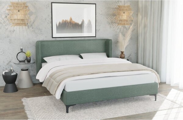 Letto matrimoniale imbottito verde con griglia 180x200 cm Basti - Ropez