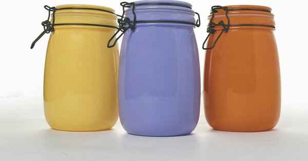 Barattoli in vetro colorato con chiusura ermetica set 3 barattoli 1000 ml  Color