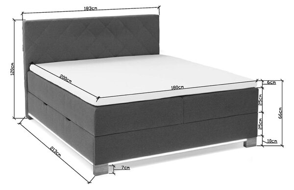 Letto boxspring grigio con contenitore 180x200 cm Messina - Meise Möbel