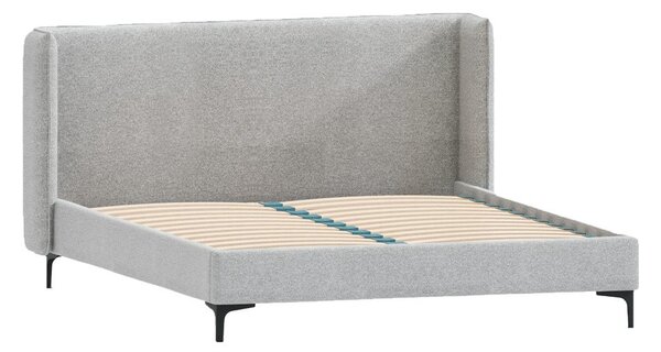 Letto matrimoniale imbottito grigio con griglia 180x200 cm Basti - Ropez