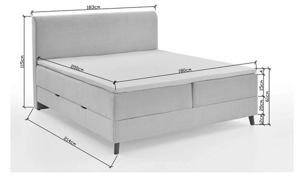 Letto boxspring beige con contenitore 180x200 cm Memphis - Meise Möbel