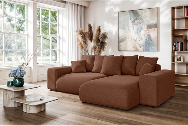 Divano angolare color mattone allungabile/con contenitore (con composizione variabile) Luma – Ropez