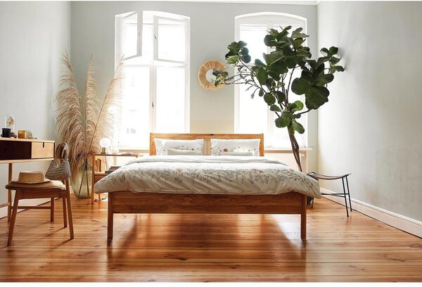 Letto matrimoniale in rovere con testiera in rattan 180x200 cm Pola - The Beds