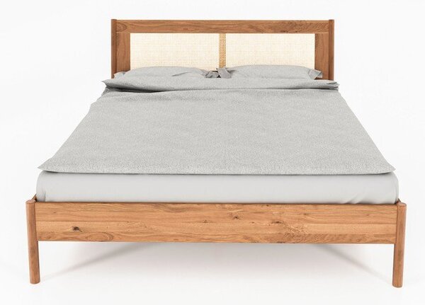 Letto matrimoniale in rovere con testiera in rattan 180x200 cm Pola - The Beds