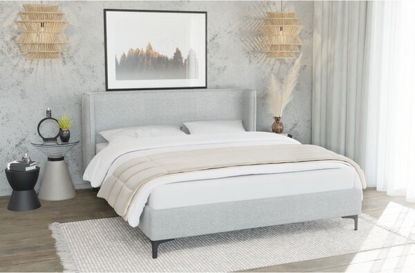 Letto matrimoniale imbottito grigio con griglia 180x200 cm Basti - Ropez