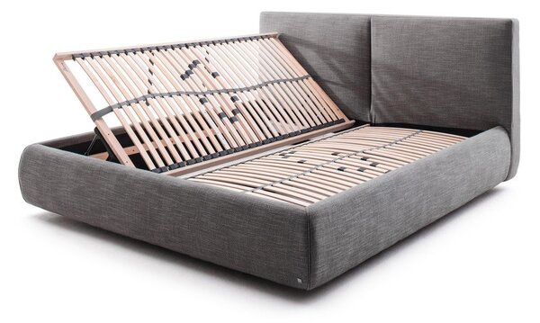 Letto matrimoniale imbottito grigio scuro con contenitore con rete inclusa 180x200 cm Atesio – Meise Möbel