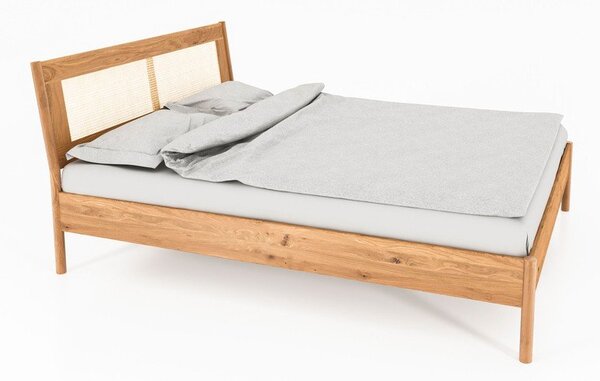 Letto matrimoniale in rovere con testiera in rattan 180x200 cm Pola - The Beds