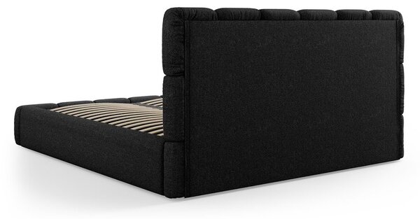 Letto matrimoniale imbottito nero con contenitore con griglia 180x200 cm Bellis - Micadoni Home