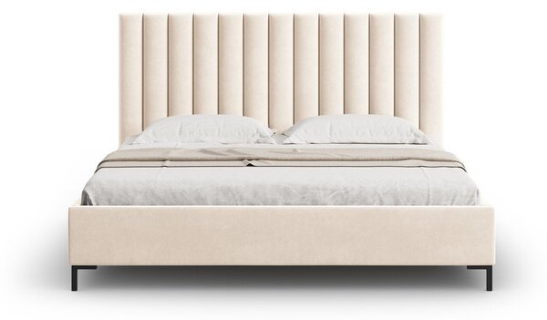 Letto matrimoniale imbottito beige con contenitore con griglia 180x200 cm Casey - Mazzini Beds