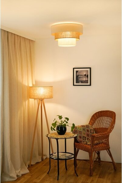Brilagi-Plafoniera DENVER LUNETA 1xE27/15W/230V diametro 45 beige/marrone/color crema