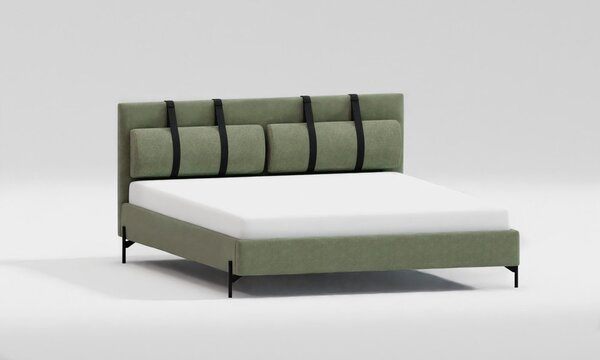 Letto matrimoniale imbottito verde con griglia 180x200 cm Tulsa - Ropez