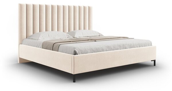 Letto matrimoniale imbottito beige con contenitore con griglia 180x200 cm Casey - Mazzini Beds