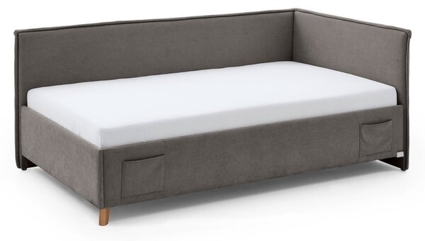 Letto da bambini con sponde grigio imbottito con contenitore con rete inclusa 120x200 cm Fun – Meise Möbel