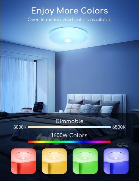 Aigostar - Plafoniera dimmerabile RGBW 18W/230V diametro 34 cm Wi-Fi