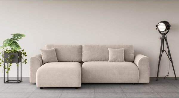 Divano angolare beige allungabile (con composizione variabile) Lorine – Ropez