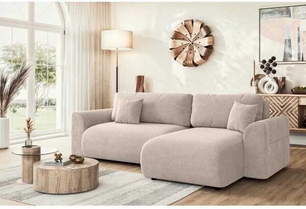 Divano angolare beige allungabile (con composizione variabile) Lorine – Ropez