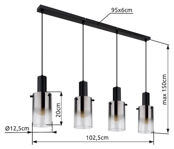 Globo 15907-4H - Lampadario a sospensione con filo FLORENTINA 4xE27/40W/230V nero