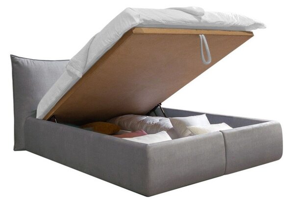 Letto matrimoniale imbottito grigio chiaro con contenitore con griglia 180x200 cm Jade - Bobochic Paris