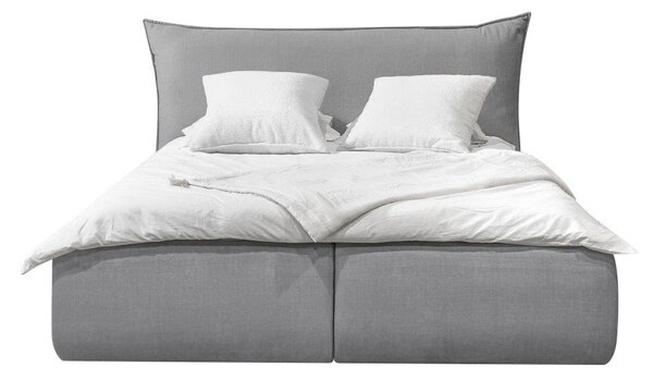 Letto matrimoniale imbottito grigio chiaro con contenitore con griglia 180x200 cm Jade - Bobochic Paris
