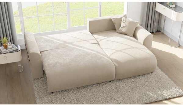 Divano angolare beige in velluto (variabile) Lorine - Ropez