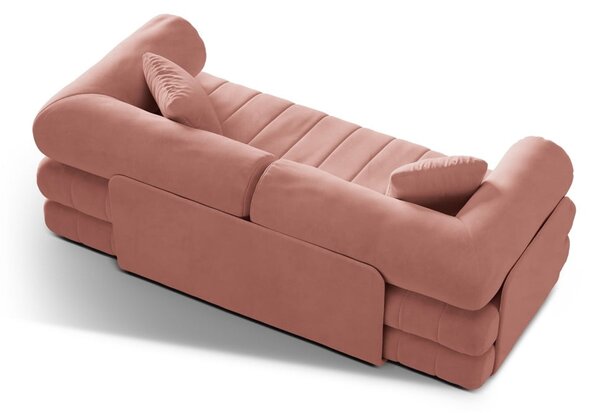 Divano rosa allungabile con rivestimento in velluto 206 cm Kemi – Cosmopolitan Design