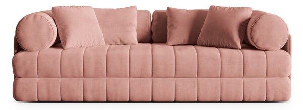 Divano rosa allungabile con rivestimento in velluto 206 cm Kemi – Cosmopolitan Design