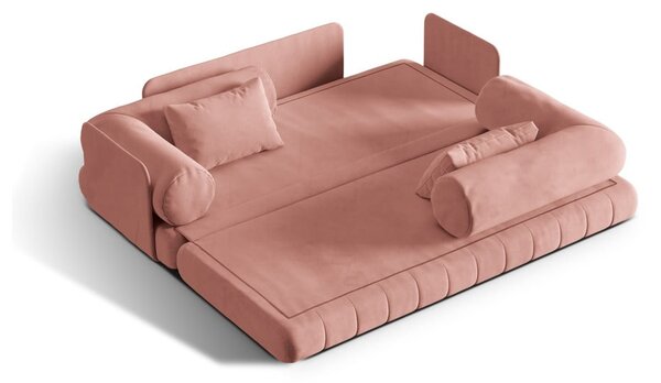 Divano rosa allungabile con rivestimento in velluto 206 cm Kemi – Cosmopolitan Design