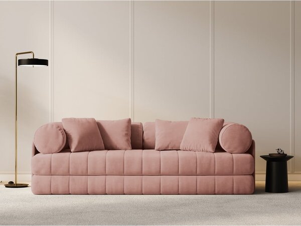 Divano rosa allungabile con rivestimento in velluto 206 cm Kemi – Cosmopolitan Design