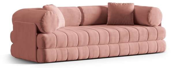 Divano rosa allungabile con rivestimento in velluto 206 cm Kemi – Cosmopolitan Design