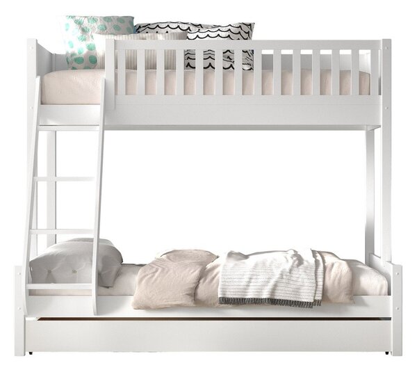 Letto a castello 6070 bianco celeste con scrivania estraibile