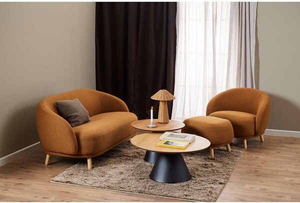 Tavolino rotondo nero e naturale con piano in rovere ø 85 cm Soli - Actona