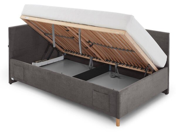 Letto da bambini con sponde color antracite imbottito con contenitore con rete inclusa 90x200 cm Cool – Meise Möbel