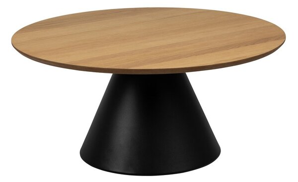 Tavolino rotondo nero e naturale con piano in rovere ø 85 cm Soli - Actona