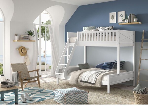 Letto a castello bianco per bambini 140x200/90x200 cm Scott - Vipack